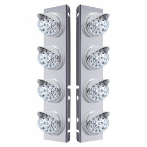UNITED PACIFIC - 37377 - SOPORTE DEL FILTRO DE AIRE DELANTERO DE ACERO INOXIDABLE CON LUCES REFLECTORAS DE DOBLE FUNCIÓN LED ÁMBAR DE 8X 17 Y VISORES PARA LENTES PETERBILT-CLEAR