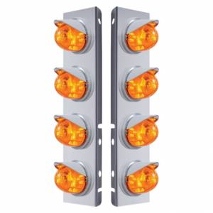 UNITED PACIFIC - 37378 - SOPORTE DEL FILTRO DE AIRE DELANTERO DE ACERO INOXIDABLE CON 8X 17 LUCES LED DE SANDÍA Y VISORES PARA LED Y LENTES PETERBILT-AMBER