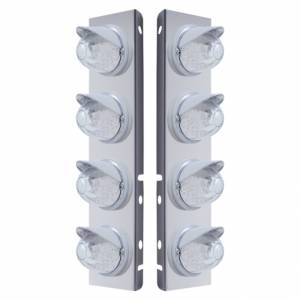 UNITED PACIFIC - 37379 - SOPORTE DEL FILTRO DE AIRE FRONTAL DE ACERO INOXIDABLE CON 8X 17 LUCES LED DE SANDÍA Y VISORES PARA LENTES LED/CLARAS PETERBILT-AMBER