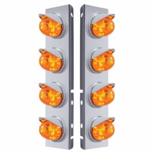 UNITED PACIFIC - 37380 - SOPORTE DEL FILTRO DE AIRE DELANTERO DE ACERO INOXIDABLE CON 8X 17 LED ÁMBAR DE DOBLE FUNCIÓN. LUCES Y VISORES DE SANDÍA PARA LENTES PETERBILT-AMBER