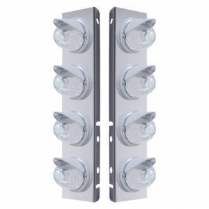 UNITED PACIFIC - 37381 - SOPORTE DEL FILTRO DE AIRE DELANTERO DE ACERO INOXIDABLE CON 8X 17 LED ÁMBAR DE DOBLE FUNCIÓN. LUCES Y VISORES DE SANDÍA PARA LENTES PETERBILT-CLEAR