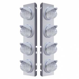 UNITED PACIFIC - 37385 - SOPORTE DEL FILTRO DE AIRE DELANTERO DE SS CON 8X 17 LUCES LED DE COLMENA Y VISORES PARA PETERBILT -LED ÁMBAR/LENTE TRANSPARENTE