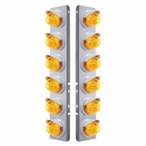 UNITED PACIFIC - 37386 - SOPORTE DEL FILTRO DE AIRE DELANTERO DE ACERO INOXIDABLE CON LUCES REFLECTORAS DE 12X 17 LED Y VISORES PARA LED Y LENTES PETERBILT-AMBER