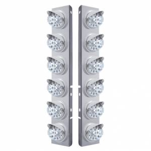 UNITED PACIFIC - 37387 - SOPORTE DEL FILTRO DE AIRE DELANTERO DE ACERO INOXIDABLE CON LUCES REFLECTORAS DE 12X 17 LED Y VISORES PARA LENTES LED/CLARAS PETERBILT-AMBER