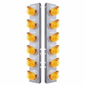 UNITED PACIFIC - 37388 - SOPORTE DEL FILTRO DE AIRE DELANTERO SS CON LUCES REFLECTORAS DE DOBLE FUNCIÓN LED ÁMBAR 12X 17 Y VISORES PARA LENTES PETERBILT - ÁMBAR
