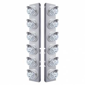 UNITED PACIFIC - 37389 - SOPORTE DEL FILTRO DE AIRE DELANTERO DE ACERO INOXIDABLE CON LUCES REFLECTORAS DE DOBLE FUNCIÓN LED ÁMBAR DE 12X 17 Y VISORES PARA LENTES PETERBILT-CLEAR