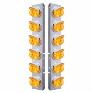 UNITED PACIFIC - 37390 - SOPORTE DEL FILTRO DE AIRE DELANTERO SS CON LUCES Y VISORES DE SANDÍA DE 12X 17 LED PARA LED Y LENTES PETERBILT-AMBER