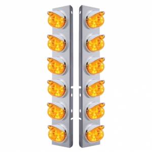 UNITED PACIFIC - 37392 - SOPORTE DE FILTRO DE AIRE FRONTAL SS CON LUCES Y VISORES DE SANDÍA DE DOBLE FUNCIÓN LED ÁMBAR 12X 17 PARA LENTES PETERBILT-ÁMBAR