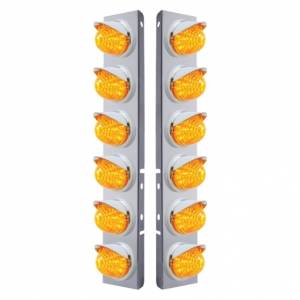 UNITED PACIFIC - 37396 - SOPORTE DEL FILTRO DE AIRE DELANTERO SS CON LUCES DE COLMENA DE 12X 17 LED Y VISORES PARA LED Y LENTES PETERBILT-AMBER