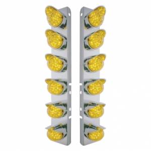 UNITED PACIFIC - 37462 - SOPORTE DEL FILTRO DE AIRE DELANTERO DE ACERO INOXIDABLE CON 12X 19 LUCES LED ESTILO BALA Y VISORES PARA LED Y LENTES PETERBILT-AMBER