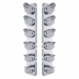 UNITED PACIFIC - 37463 - SOPORTE DEL FILTRO DE AIRE DELANTERO DE ACERO INOXIDABLE CON 12X 19 LUCES LED ESTILO BALA Y VISORES PARA LENTES LED/TRANSPARENTES PETERBILT-AMBER