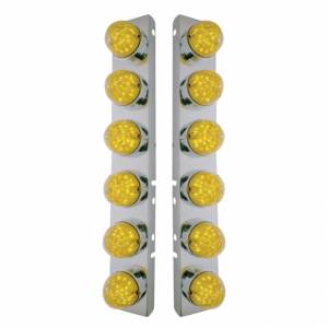 UNITED PACIFIC - 37464 - SOPORTE DEL FILTRO DE AIRE FRONTAL DE ACERO INOXIDABLE CON LUCES ESTILO BALA DE 12X 19 LED Y BISELES PARA LED Y LENTES PETERBILT-AMBER
