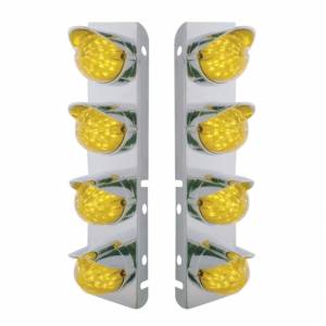 UNITED PACIFIC - 37466 - SOPORTE DEL FILTRO DE AIRE DELANTERO DE ACERO INOXIDABLE CON 8X 19 LUCES LED ESTILO BALA Y VISORES PARA LED Y LENTES PETERBILT-AMBER