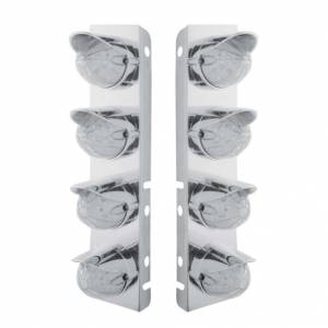 UNITED PACIFIC - 37467 - SOPORTE DEL FILTRO DE AIRE DELANTERO DE ACERO INOXIDABLE CON 8X 19 LUCES LED ESTILO BALA Y VISORES PARA LENTES LED/TRANSPARENTES PETERBILT-AMBER