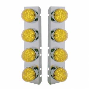 UNITED PACIFIC - 37468 - SOPORTE DEL FILTRO DE AIRE FRONTAL DE ACERO INOXIDABLE CON LUCES ESTILO BALA DE 8X 19 LED Y BISELES PARA LED Y LENTES PETERBILT-AMBER