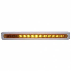 UNITED PACIFIC - 37518 - SOPORTE DE LUZ INOXIDABLE CON BARRA DE LUCES SECUENCIAL DE 14 LED DE 12" (DE DERECHA A IZQUIERDA) - LED ÁMBAR/LENTE ÁMBAR