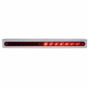 UNITED PACIFIC - 37519 - SOPORTE DE LUZ DE INOXIDABLE CON BARRA DE LUCES SECUENCIAL DE 14 LED DE 12" (DE DERECHA A IZQUIERDA) - LED ROJO/LENTE ROJA