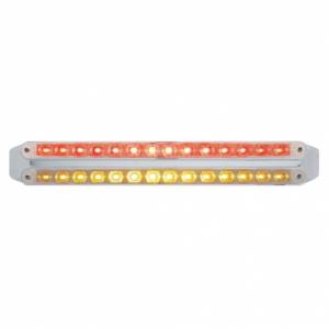 UNITED PACIFIC - 37670 - BARRAS DE LUCES DOBLES DE 14 LED DE 12" - LED ÁMBAR Y ROJO/LENTE TRANSPARENTE