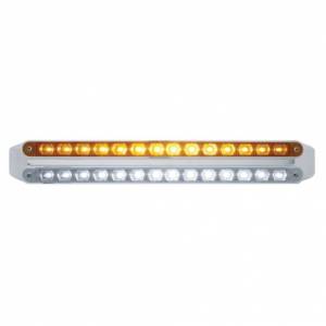 UNITED PACIFIC - 37671 - BARRAS DE LUCES DOBLES DE 14 LED DE 12" - LED ÁMBAR Y BLANCO/LENTE ÁMBAR Y TRANSPARENTE