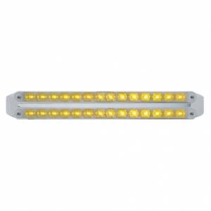 UNITED PACIFIC - 37675 - BARRAS DE LUCES DE SEÑAL DE GIRO DOBLES DE 14 LED DE 12" - LED ÁMBAR/LENTE CROMADA