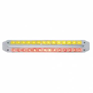 UNITED PACIFIC - 37677 - BARRAS DE LUCES DOBLES DE 14 LED DE 12" - LED ÁMBAR Y ROJO/LENTE CROMADA