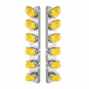 UNITED PACIFIC - 37699 - SOPORTE DEL FILTRO DE AIRE DELANTERO DE ACERO INOXIDABLE CON 12X 19 LUCES LED DE SANDÍA Y VISORES PARA LED Y LENTES PETERBILT-AMBER