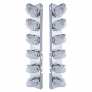 UNITED PACIFIC - 37700 - SOPORTE DEL FILTRO DE AIRE FRONTAL DE ACERO INOXIDABLE CON 12X 19 LUCES LED DE SANDÍA Y VISORES PARA LENTES LED/CLARAS PETERBILT-AMBER