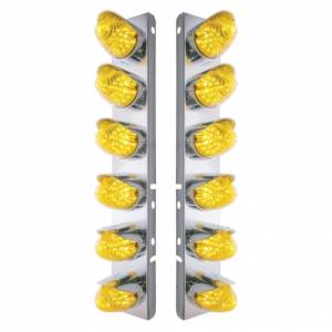 UNITED PACIFIC - 37701 - SOPORTE DEL FILTRO DE AIRE DELANTERO DE ACERO INOXIDABLE CON LUCES DE COLMENA DE 12X 19 LED Y VISORES PARA LED Y LENTES PETERBILT-AMBER