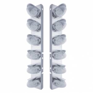 UNITED PACIFIC - 37702 - SOPORTE DEL FILTRO DE AIRE DELANTERO DE ACERO INOXIDABLE CON 12X 19 LUCES LED DE COLMENA Y VISORES PARA LENTES LED/CLARAS PETERBILT-AMBER