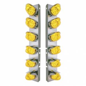 UNITED PACIFIC - 37703 - SOPORTE DEL FILTRO DE AIRE DELANTERO DE ACERO INOXIDABLE CON LUCES REFLECTORAS DE 12X 19 LED Y VISORES PARA LED Y LENTES PETERBILT-AMBER