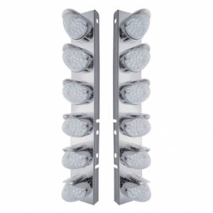 UNITED PACIFIC - 37704 - SOPORTE DEL FILTRO DE AIRE DELANTERO DE ACERO INOXIDABLE CON LUCES REFLECTORAS DE 12X 19 LED Y VISORES PARA LENTES LED/CLARAS PETERBILT-AMBER
