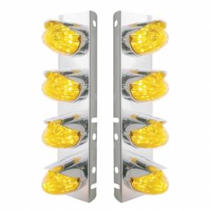 UNITED PACIFIC - 37705 - SOPORTE DEL FILTRO DE AIRE DELANTERO DE ACERO INOXIDABLE CON 8X 19 LUCES LED DE SANDÍA Y VISORES PARA LED Y LENTES PETERBILT-AMBER