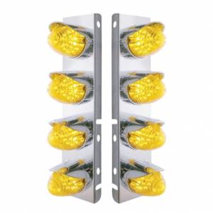 UNITED PACIFIC - 37707 - SOPORTE DEL FILTRO DE AIRE DELANTERO DE ACERO INOXIDABLE CON LUCES DE COLMENA DE 8X 19 LED Y VISORES PARA LED Y LENTES PETERBILT-AMBER