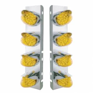 UNITED PACIFIC - 37709 - SOPORTE DEL FILTRO DE AIRE DELANTERO DE ACERO INOXIDABLE CON LUCES REFLECTORAS DE 8X 19 LED Y VISORES PARA LED Y LENTES PETERBILT-AMBER