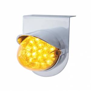 UNITED PACIFIC - 37721 - SOPORTE DE LUZ INOXIDABLE CON LUZ REFLECTORA DE 19 LED Y VISERA - LED ÁMBAR/LENTE ÁMBAR