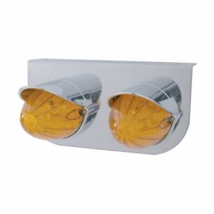 UNITED PACIFIC - 37723 - SOPORTE DE LUZ INOXIDABLE CON 2 LUCES Y VISORES DE SANDÍA DE 19 LED - LED ÁMBAR/LENTE ÁMBAR