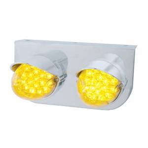 UNITED PACIFIC - 37727 - SOPORTE DE LUZ DE INOXIDABLE CON 2 LUCES REFLECTORAS DE 19 LED Y VISORES - LED ÁMBAR/LENTE ÁMBAR
