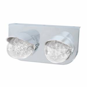 UNITED PACIFIC - 37728 - SOPORTE DE LUZ DE INOXIDABLE CON 2 LUCES REFLECTORAS DE 19 LED Y VISORES - LED ÁMBAR/LENTE TRANSPARENTE