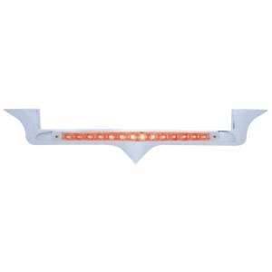 UNITED PACIFIC - 37820 - EMBLEMA DE CAPÓ CROMADO CON BARRA DE LUCES DE 14 LED PARA KENWORTH - LED ROJO/LEENTE TRANSPARENTE