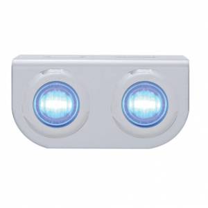 UNITED PACIFIC - 37835 - SOPORTE DE LUZ DE INOXIDABLE CON 2X 3 LED MINI LUCES DE 3/4" - LED AZUL/LENTE TRANSPARENTE