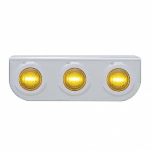 UNITED PACIFIC - 37837 - SOPORTE DE LUZ INOXIDABLE CON 3X 3 LED MINI LUCES DE 3/4" - LED ÁMBAR/LENTE ÁMBAR