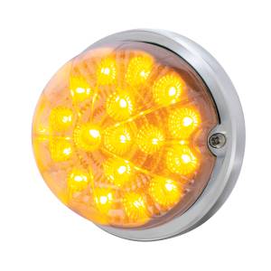 UNITED PACIFIC - 37914 - KIT DE MONTAJE EMPOTRADO CON REFLECTOR TRANSPARENTE SANDÍA DE DOBLE FUNCIÓN DE 17 LED - LED ÁMBAR/LENTE TRANSPARENTE