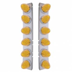 UNITED PACIFIC - 37984 - SOPORTE DEL FILTRO DE AIRE FRONTAL DE ACERO INOXIDABLE CON 12X 19 LUCES LED DE SANDÍA Y BISELES PARA LED Y LENTES PETERBILT-AMBER