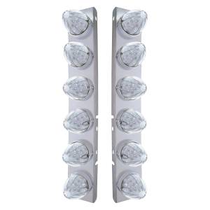 UNITED PACIFIC - 37985 - SOPORTE DEL FILTRO DE AIRE FRONTAL DE ACERO INOXIDABLE CON 12X 19 LUCES LED DE SANDÍA Y BISELES PARA LENTES LED/CLARAS PETERBILT-AMBER