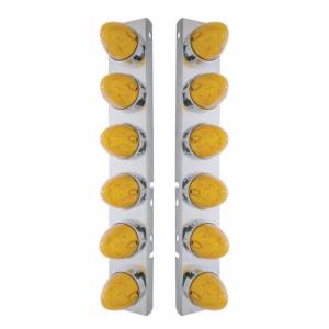UNITED PACIFIC - 37986 - SOPORTE DEL FILTRO DE AIRE FRONTAL DE ACERO INOXIDABLE CON LUCES DE COLMENA DE 12X 19 LED Y BISELES PARA LED Y LENTES PETERBILT-AMBER