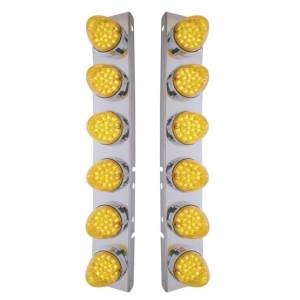 UNITED PACIFIC - 37988 - SOPORTE DEL FILTRO DE AIRE DELANTERO DE ACERO INOXIDABLE CON LUCES REFLECTORAS DE 12X 19 LED Y BISELES PARA LED Y LENTES PETERBILT-AMBER