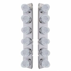 UNITED PACIFIC - 37989 - SOPORTE DEL FILTRO DE AIRE FRONTAL DE ACERO INOXIDABLE CON LUCES REFLECTORAS DE 12X 19 LED Y BISELES PARA LENTES LED/CLARAS PETERBILT-AMBER