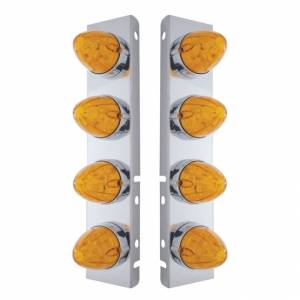 UNITED PACIFIC - 37990 - SOPORTE DEL FILTRO DE AIRE FRONTAL DE ACERO INOXIDABLE CON 8X 19 LUCES LED DE SANDÍA Y BISELES PARA LED Y LENTES PETERBILT-AMBER