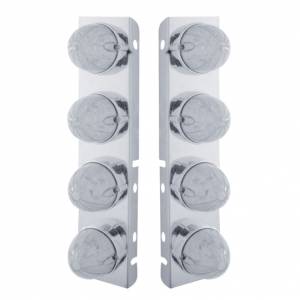 UNITED PACIFIC - 37991 - SOPORTE DEL FILTRO DE AIRE FRONTAL DE ACERO INOXIDABLE CON 8X 19 LUCES LED DE SANDÍA Y BISELES PARA LENTES LED/CLARAS PETERBILT-AMBER