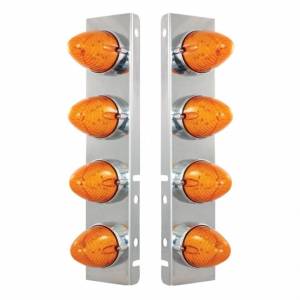 UNITED PACIFIC - 37992 - SOPORTE DEL FILTRO DE AIRE FRONTAL DE ACERO INOXIDABLE CON LUCES DE COLMENA DE 8X 19 LED Y BISELES PARA LED Y LENTES PETERBILT-AMBER